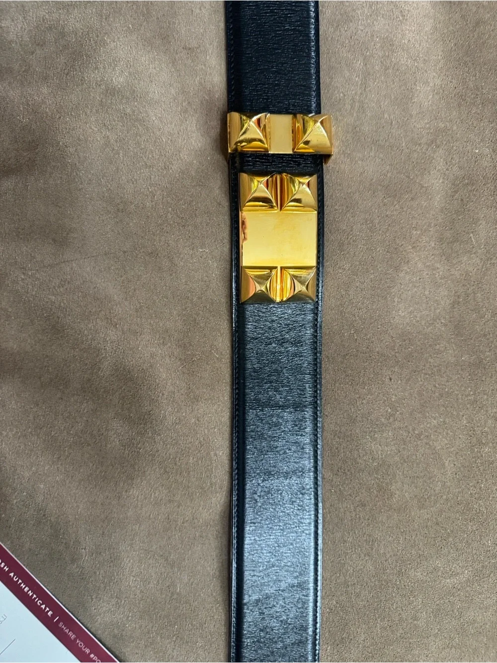 Hermès Collier de Chien Black Box Leather Belt Gold Hardware Size 85 - Picture 7 of 17
